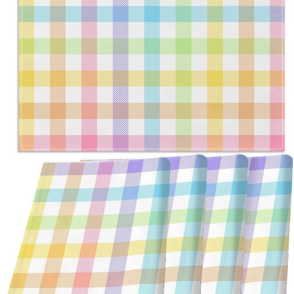 Easter Buffalo Plaid Check Placemats Set of 4 Spring Holiday Party Decorations f